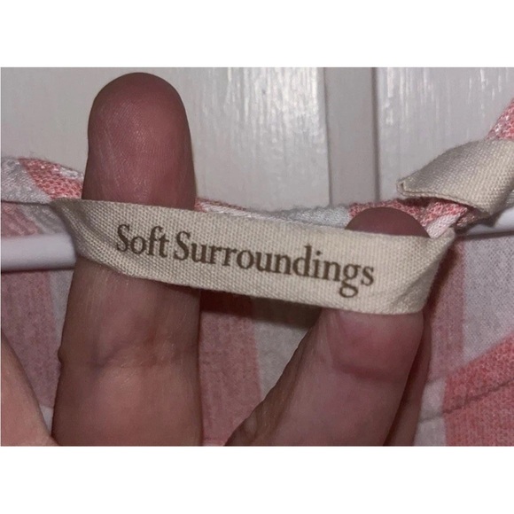 Soft Surroundings Womens Pink Striped Cabana Beachy Shirt Lightweight Size M EUC - Picture 4 of 6